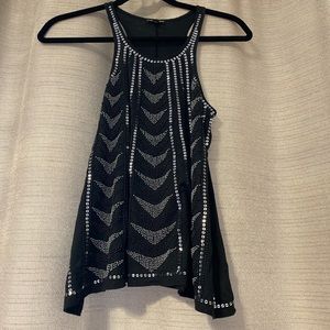 Express Black and Silver Sequin Tank Top Size XS